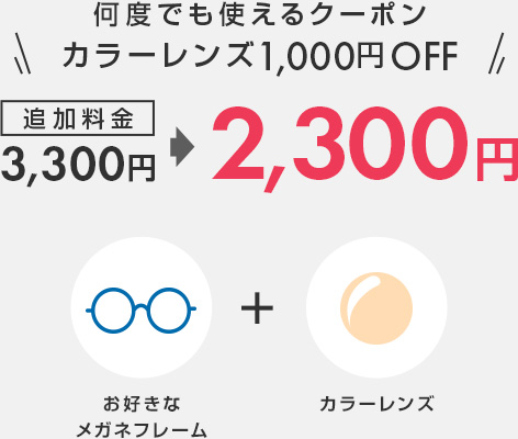 何度でも使えるクーポン カラーレンズ1,000円OFF