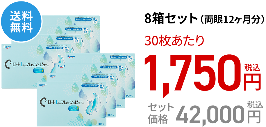 ロート1dayフレッシュビューリッチモイスト2 8箱セット(両眼3ヶ月分)