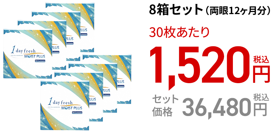 ワンデーフレッシュ モイストプラス / 90枚　8箱セット(両眼12ヶ月分)
