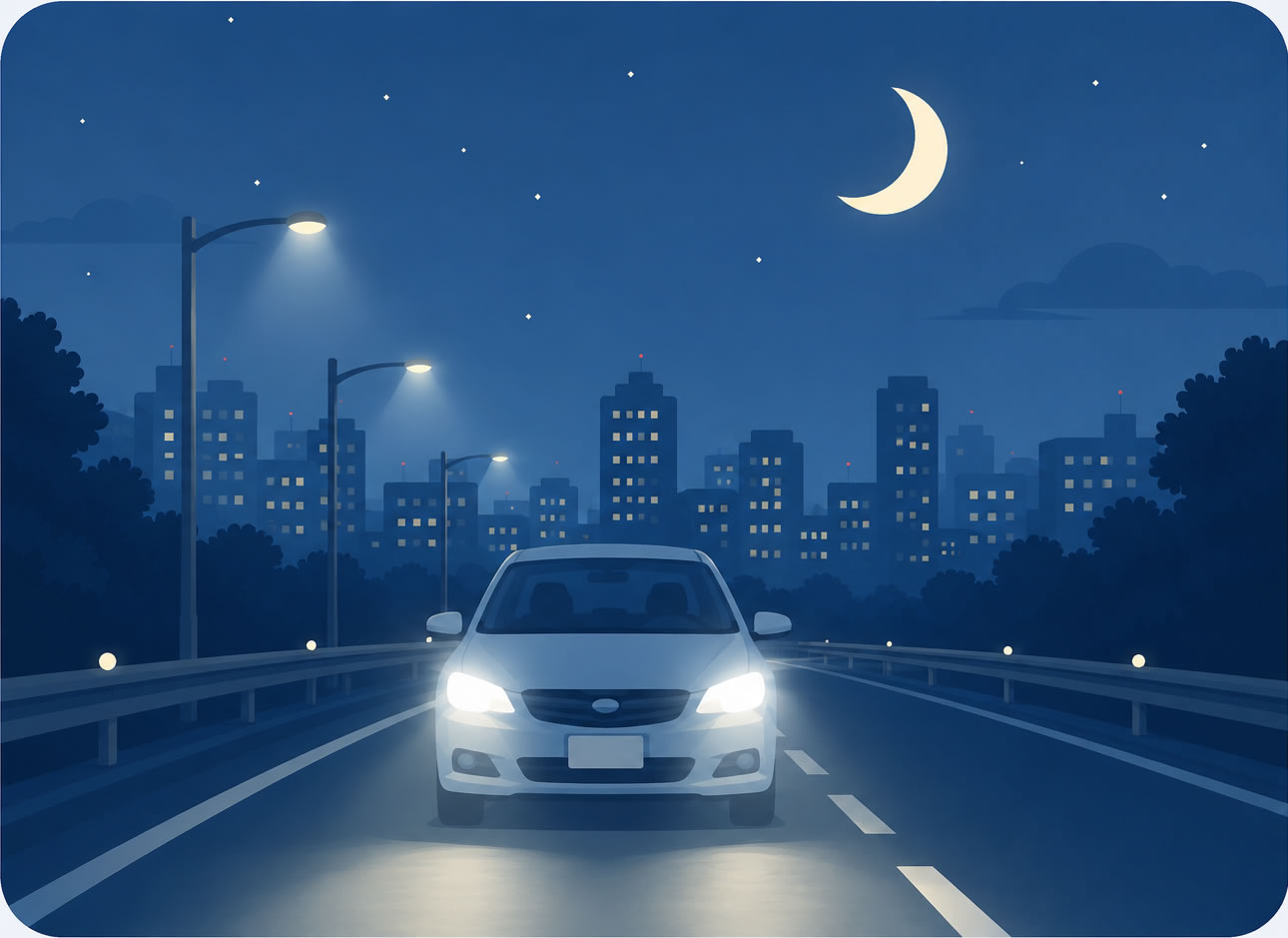 夜間のライトを軽減