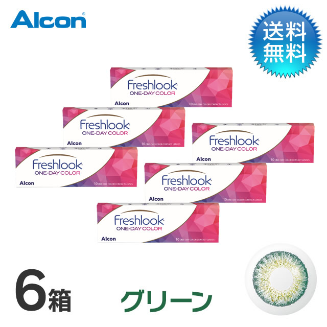 フレッシュルックワンデーカラー (10枚)／グリーン　6箱セット