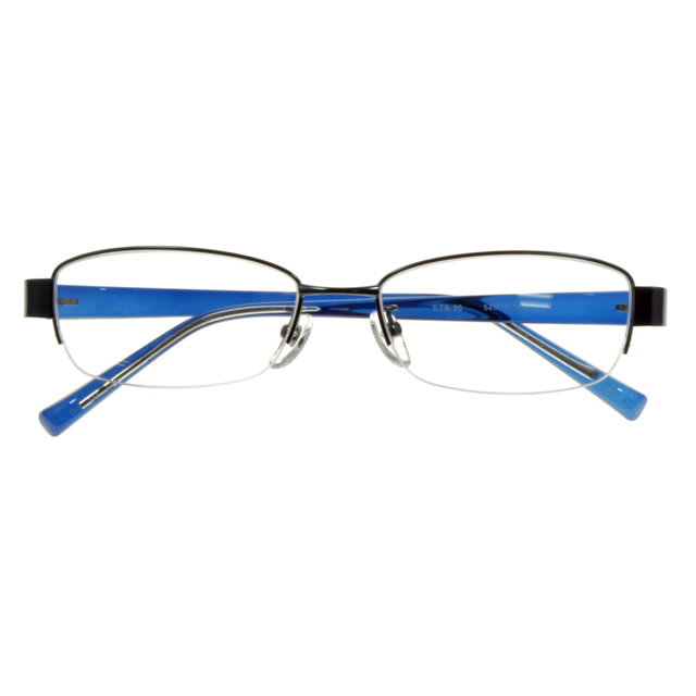 TJ165-3 BLU【メガネ UNISEX メタル/TR90 ハーフリム ブルー/クリア
