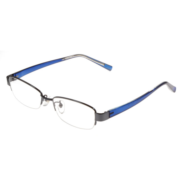 TJ165-3 BLU【メガネ UNISEX メタル/TR90 ハーフリム ブルー/クリア